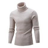Autumn And Winter Turtleneck Warm Solid Color sweater Men's Sweater Slim Pullover Knitted sweater Bottoming Shirt MartLion Beige M 