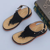 Fringe Wedges Sandals Women Clip Toe Back Strap Platform Summer Light Beach Shoes MartLion   