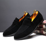 Men's Casual Shoes Suede Genuine Leather Slip-on Light Driving Loafers Moccasins Party Wedding Flat Mart Lion Black 38 China