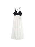 Female Sling Dress V-Neck Sleeveless Backless Slim Zipper Long Dresses Women's MartLion White S 