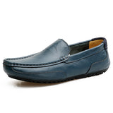 Men's Casual Leather Shoes Summer Luxury Brand Loafers Moccasins Hollow Out Breathable Slip on Driving Mart Lion blue 38 
