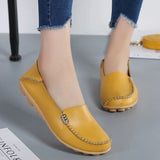 Flat Shoes Slip For Women's moccasins Genuine Leather Loafers MartLion Yellow 34 