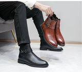 Oxford Men Shoes Leather Party Chelsea Dress Shoes Men Formal Boots For Men Classic Brogue Social Shoe male MartLion