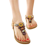 Bohemian Women Sandals Gemstone Beaded Slippers Summer Beach Flip Flops Ladies Flat Shoes MartLion   