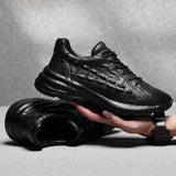 Cow Leather Black Luxury Shoes for Men's Spring Autumn Designer Sports Sneakers Retro Casual Platform MartLion   