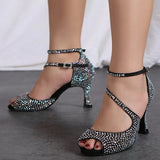 Latin Shoes Woman Salsa Shoes For Girls Dance Wedding Rhinestone For Bride High Heels MartLion   