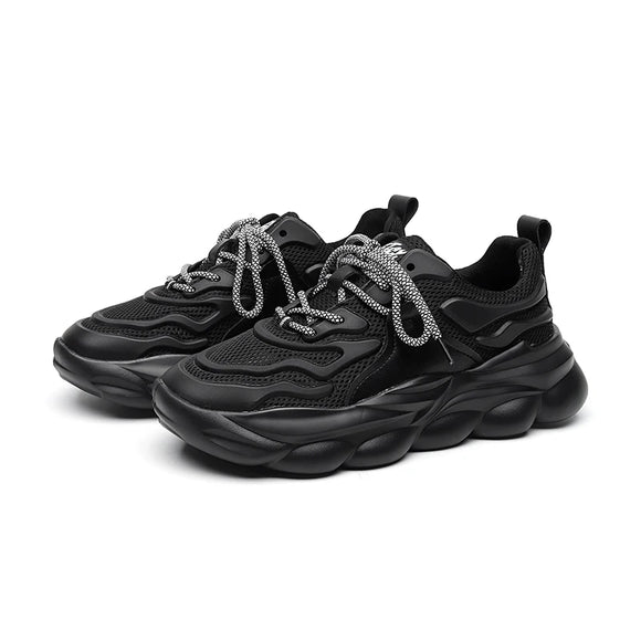 Breathable Footwear Outdoor Casual Men's Shoes Trendy Work Shoes Height Increasing Sneakers MartLion black 38 
