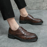 Business Men's Dress Shoes Plaid Split Leather Oxfords British Lace Up Formal Footwear Mart Lion   