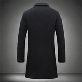 Black Trench Coat For Men's Long Sleeve Single Breasted Overcoat Perfect For Fall And Winter MartLion   