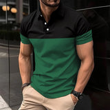 Men's casual short-sleeved  shirt  lapel button down shirt men's breathable T-shirt double color top MartLion X2 XXXL 