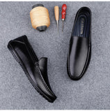 Men's Retro Brown Loafers Luxury Shoes Slip on Shoes Genuine Leather All-match Flats MartLion   