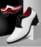 Classic Glitter Leather Men's Dress Shoes Red Mirror Luxury Men's Increasing-height Heel Footwear MartLion   