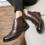 Formal Brogue Men's Boots British Style Oxfords Footwear Ankle Dress Masculina Mart Lion   