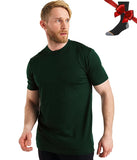 100% Merino Wool T Shirt Men's Base Layer Merino T shirt 180G Everyday Undershirt Wicking Breathable Anti-Odor + Hiking Socks MartLion Dk Green USA Size XXL 