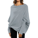 Womens Long  Sleeve Neck Tunic Tops  Fall Baggy Slouchy Pullover Sweaters Off The Shoulder Sweater MartLion   