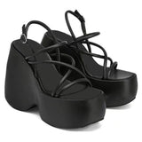 Summer Peep Toe High Heels Super High Platform Sandals Wedge Women Stripper Exotic Dance Wear Mart Lion Black 35 
