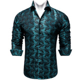 Men's Long Sleeve Black Paisley Silk Dress Shirts Casual Tuxedo Social Shirt Luxury Designer Clothing MartLion CYC-2027 S 