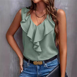 Sweet Style Solid Color Sleeveless Pullover Shirt Women MartLion   