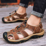 Men's Sandals Summer Shoes Leather Outdoor Footwear Mart Lion brown 38 