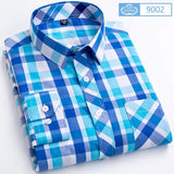 Cotton Plaid Casual Shirts Men's England Style Long Sleeve Turn Down Collar Breast Pocket Smart Dress MartLion 9002 6XL46 