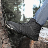 Waterproof Snow Boots Men/women's Winter Elastic Outdoor Plush Warm Barefoot Travel Winter Ankle Boots MartLion   