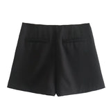 Women Casual Mini Skirts Shorts  Waist Back Pockets Wide Leg Skirts Zipper Female Shorts MartLion   