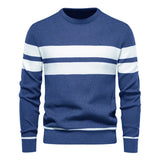 Men's Winter Stripe Sweater Thick Warm Pullovers Men's O-neck Basic Casual Slim Comfortable Sweaters MartLion Dark blue S 