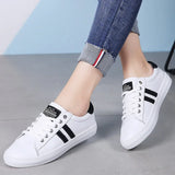 Women's Genuine Leather Sneakers Casual Sports Shoes Vulcanized White Flat Shoe Ladies White Sneakers MartLion Black 35 insole 22.5cm 