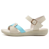 Summer Leather Metal Buckle Strap Ladies' Sandals Heel Height 2.5CM flat Women's Beach Shoes MartLion   