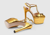 Riveted Shoes Dance Shoes High Heels Women Show Sandals Party Club Platform High-heeled Wedding Mart Lion   