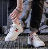 Spring Shoes Men's Leather Casual Striped Flats Skateboard Street Cool Sneakers Soft Sole Vulcanized Mart Lion   