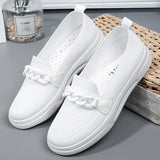 Women's Summer Footwear Slip On Chain Ballet Flats Sneakers Elegant White Nurse Ladies Loafers MartLion   