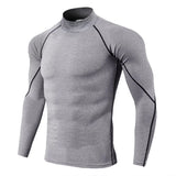 Men's Bodybuilding Sport T-shirt Quick Dry Running Shirt Long Sleeve Compression Top Gym T Shirt Fitness Tight Rashgard MartLion Light Gray M 