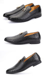 Men's Woven Leather Casual Shoes Trendy Party Wedding Loafers Moccasins Light Driving Flats Mart Lion   