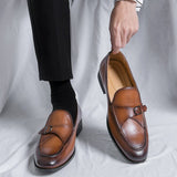 Slip On Dress Shoes Men's Elegant Split Leather Buckle Formal Mart Lion   