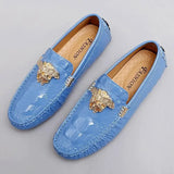 Boat Men's Classic Drive Casual Leather Comfy  Loafers Shoes Bright Color Loafers MartLion 93Blue- 36 