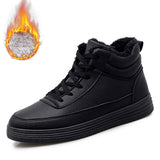 Autumn Men's Ankle Boots Leather Casual Shoes High-cut Basketball Sneakers Motorcycle Platform Skateboard Flats Sport Mart Lion black-Fur 35 