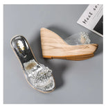 Summer diamond flower wedge sandals transparent sponge platform platform slippers women high heels MartLion   