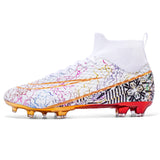 Football Boots TF FG Training Grass Outdoor Professional  Soccer Shoes Men's Women Adult Teenager Non-Slip Soccer Cleats Sneakers MartLion WJS-2077-C-White 35 