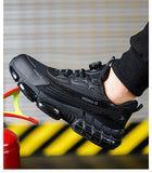 Rotating Button Men Safety Shoes Protective Sneakers Steel Toe Cap Anti-smash Work Shoes Indestructible Boots MartLion   