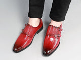 Men's Casual Shoes Snakeskin Grain Microfiber Leather Slip-on Buckle Dress Office Oxfords Party Wedding Flats Mart Lion   