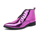 Luxury Glitter Men's Dress Boots Trendy Purple High Top Wedding Shoes Pointed Zippers Men's Social MartLion purple 372 38 