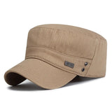 Men's Unisex Army Hat Baseball Cap Cotton Cadet Hat Military  Breathable Combat Fishing Flat Adjustable Cap MartLion Beige  