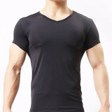  Men's Sheer Undershirts Ice Silk Mesh See through Basics Shirts Fitness Bodybuilding Underwear MartLion - Mart Lion