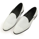 Loafers White Men's Shoes Summer Casual Genuine Leather Breathable Hollow Soft Hand Sewing Luxury MartLion   