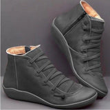 Women Arch Boots Short Plush Warm Femme Winter Waterproof Shoes Ankle PU MartLion Dark Grey 40 