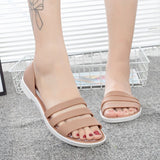 Summer Peep Toe Stappy Women Sandals Shoes Candy Color  Beach Valentine Rainbow Clogs Jelly Flats Mart Lion   