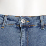 Design Patchwork Women's Pants Autumn Jeans Slim Fit Deconstructed Patchwork High Waist Split Blue Mart Lion   