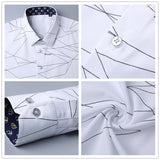 Luxury Brand Men's Dress Shirts Long Sleeve Geometric Print Social Shirt Handsome Blouse Mart Lion   