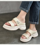 with thick soles wearing sheepskin women's slippers summer leather platform shoes MartLion   